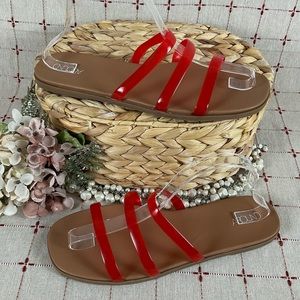 Abound “Sammira 2” Red Jelly Strap Sandals Cushioned Footbed Womens Sz 10 NWOB
